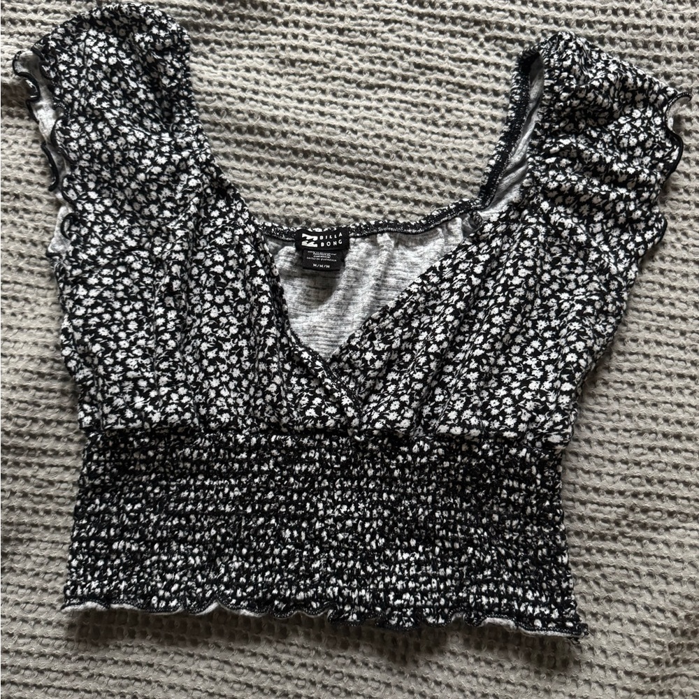 Billabong Black and White Floral Women's Top